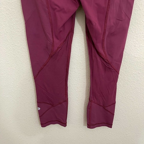 Lululemon Pace Rival Full-On Luxtreme 22" Crop Leggings Ruby Wine Burgundy 4 - Picture 13 of 14